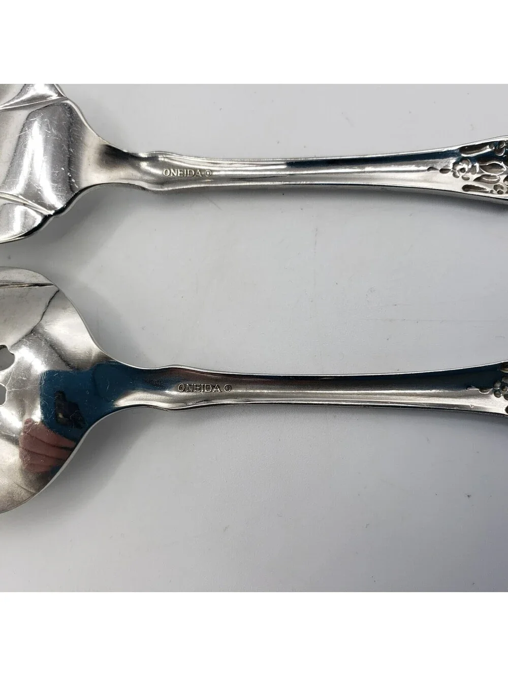 Serving Fork & Spoon WORDSWORTH Oneida USA Glossy Stainless Steel Flatware Meat